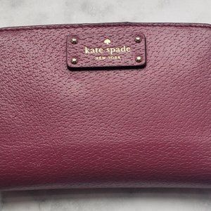 Vintage Purple Burgundy Kate Spade New York Bifold Compact Wallet